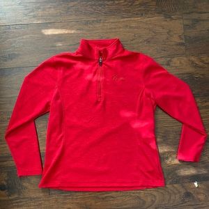 Red chick-fil-a logo 3 quarter zip pull over